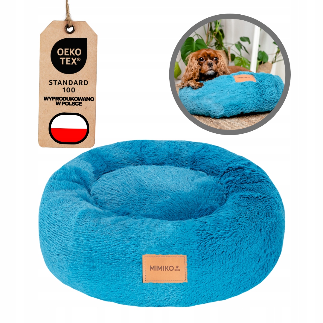 Pelíšek Kulaté Tyrkysové Vel 45 cm pro psa Mimiko.