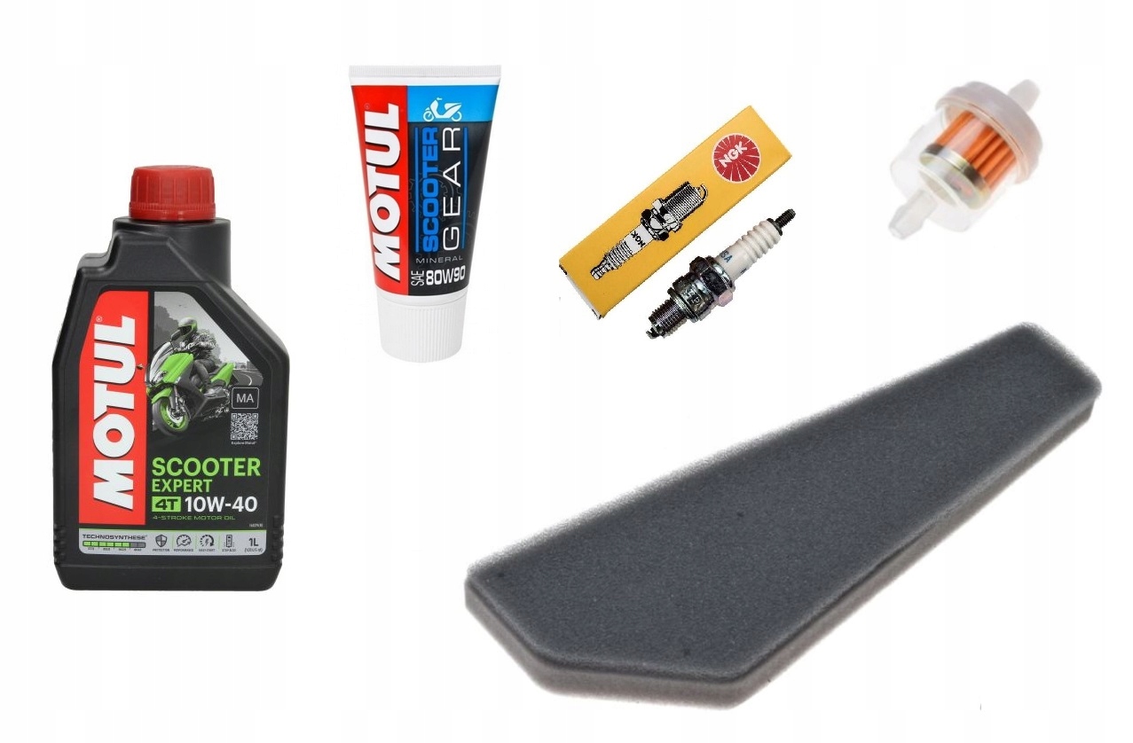 

Skuter 4T Zestaw Serwis Oleje Motul Filtry Świeca