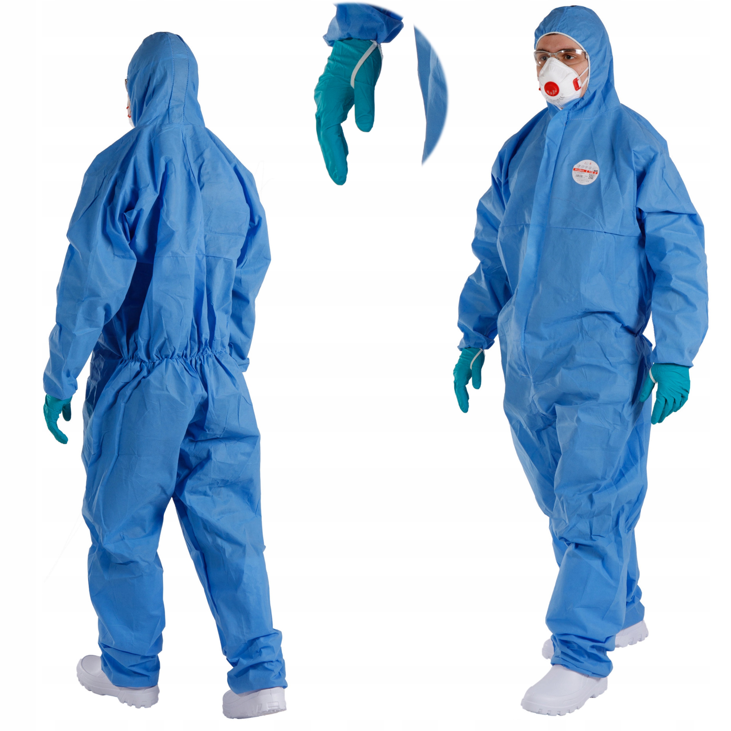 KOMBINEZON OCHRONNY c110 B typ 5 i 6 ochrona pyłowa chemiczna niebieski L