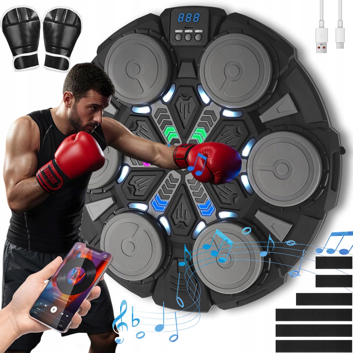 Music Boxing Machine Ściana Bokserska Muzyczna Tarcza Bluetooth Treningowa