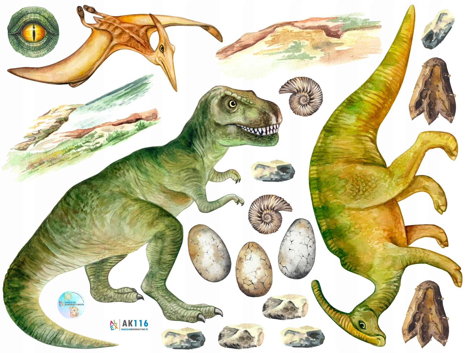 Naklejki na ścianę, Dinozaury dla dzieci, dla chłopca, bardzo duża XXL