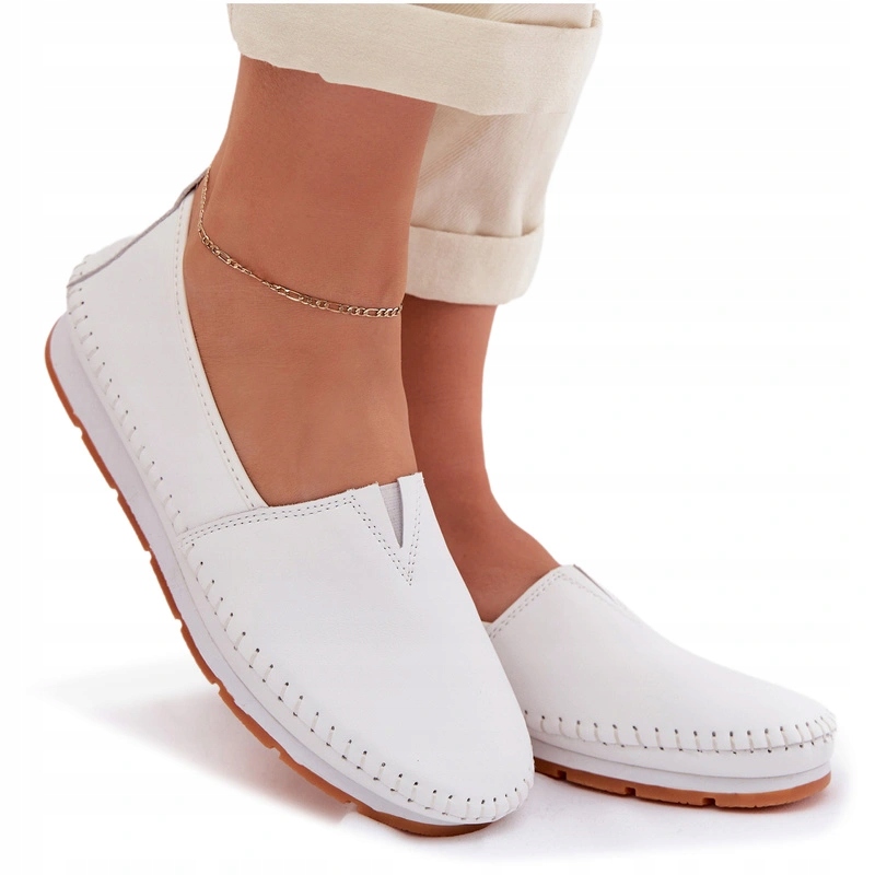 Dámské Polobotky Z Přírodní Kůže Nazouvací S.barski LR61-7051 Bílé 39