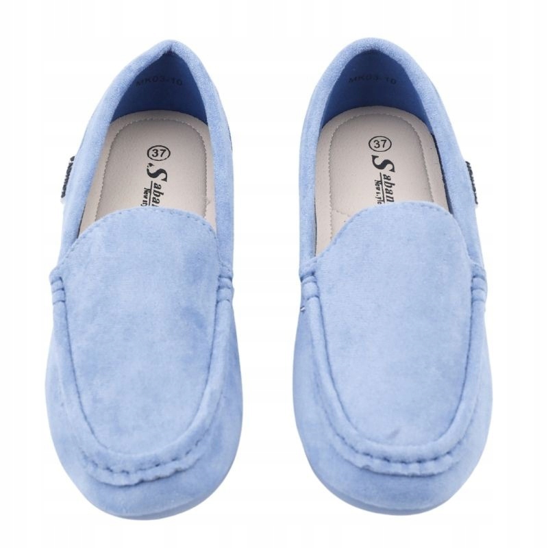 MOKASYNY DAMSKIE ZAMSZOWE PÓŁBUTY NIEBIESKIE PŁASKIE WKŁ. EKOSKÓRA WYGODNE Stan opakowania oryginalne