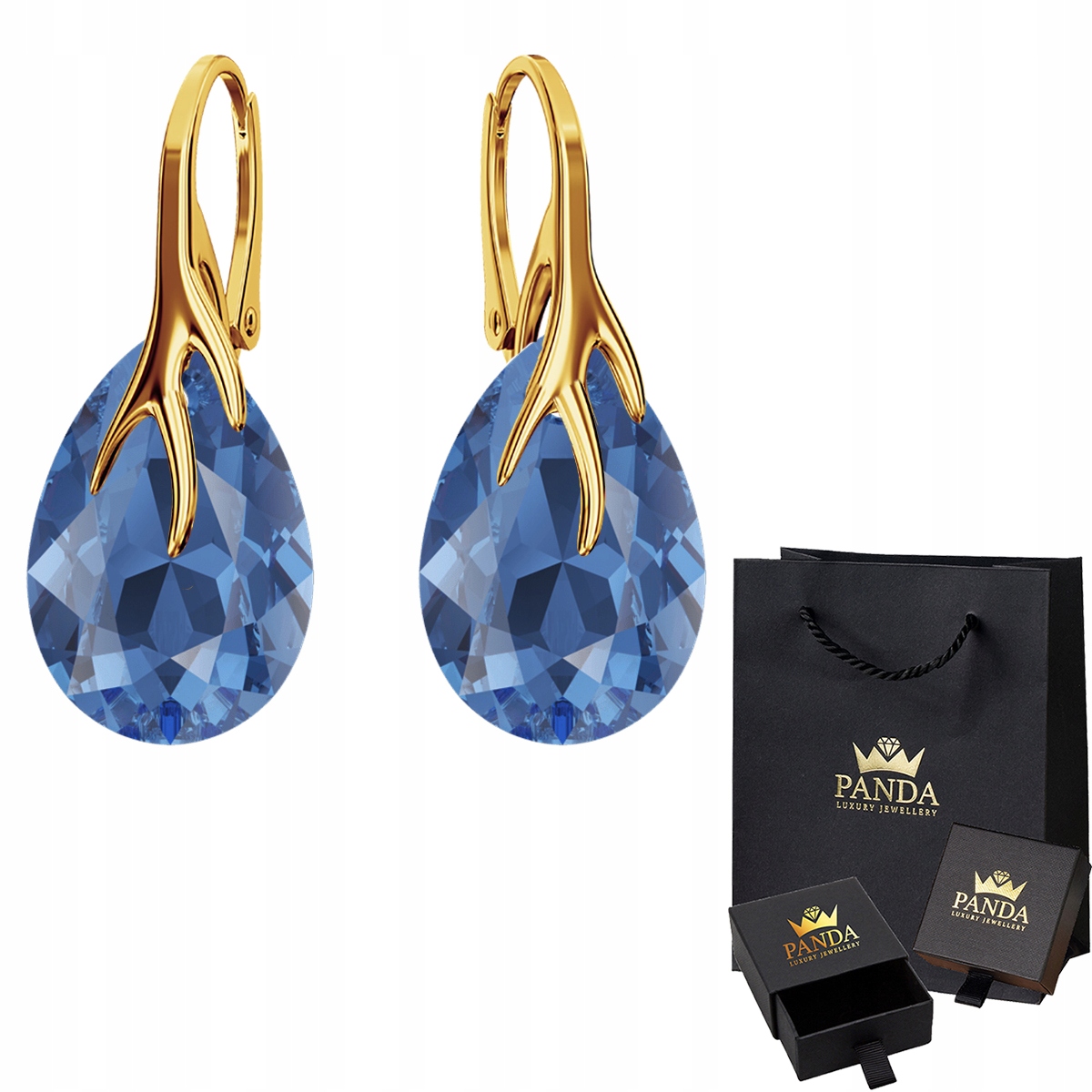 

Pozłacane Kolczyki Pazury Swarovski Srebro 925