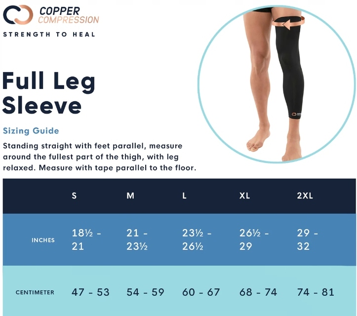 COPPER COMPRESSION Full Leg Sleeve Rozmiar XL