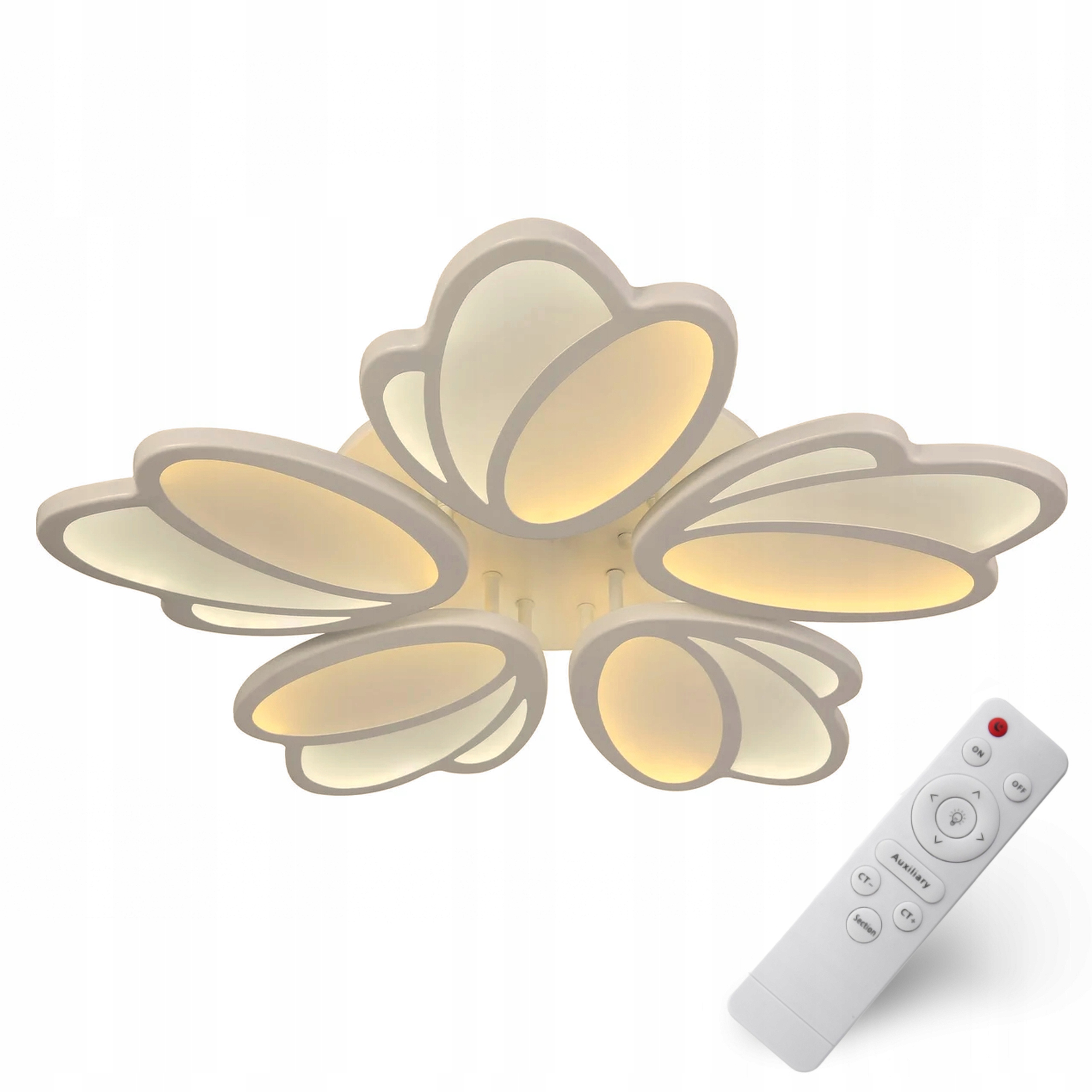 Stropná Lampa Biela Stropné Svietidlo Led Luster 55 CM S Pilotom 3 Farby Kvet