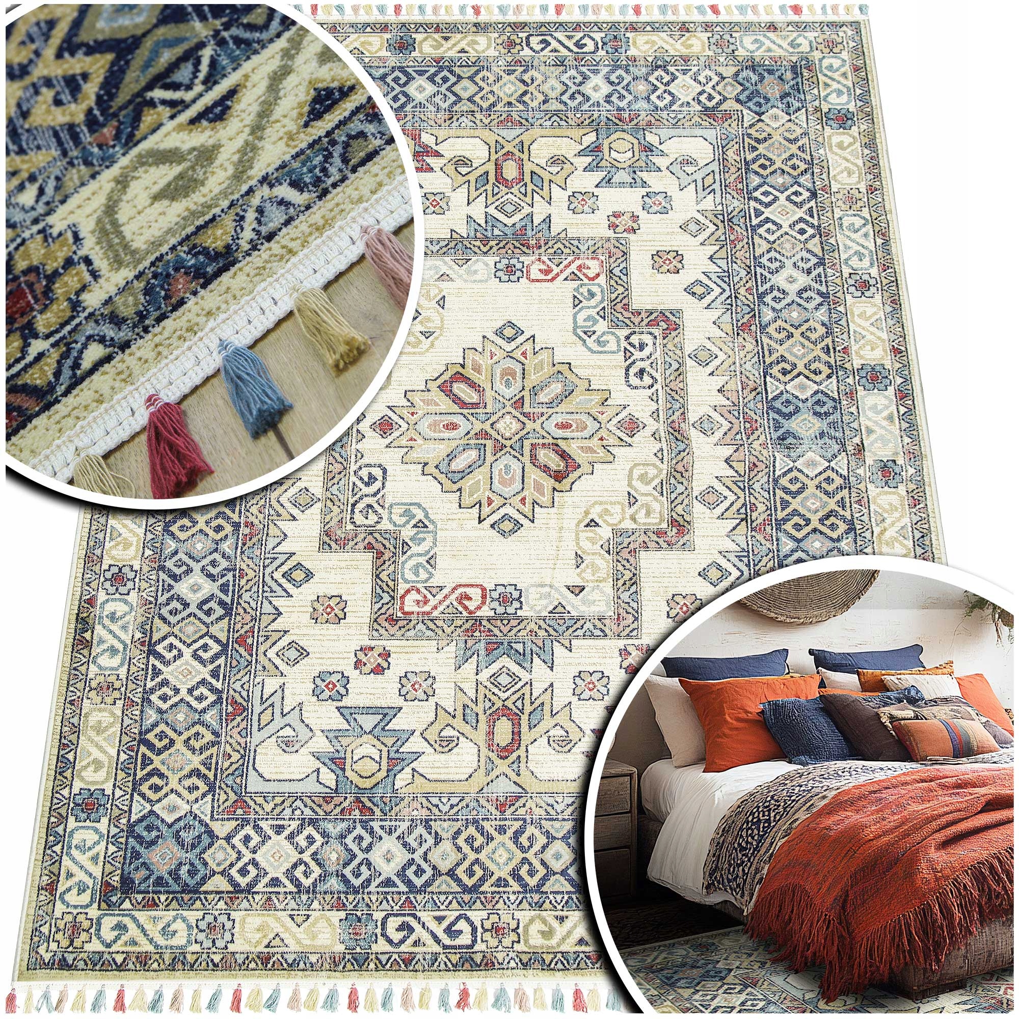 Koberec S Krátkými Viskózovými Štětinami A Třásněmi Koberec Do Ložnice 140x200