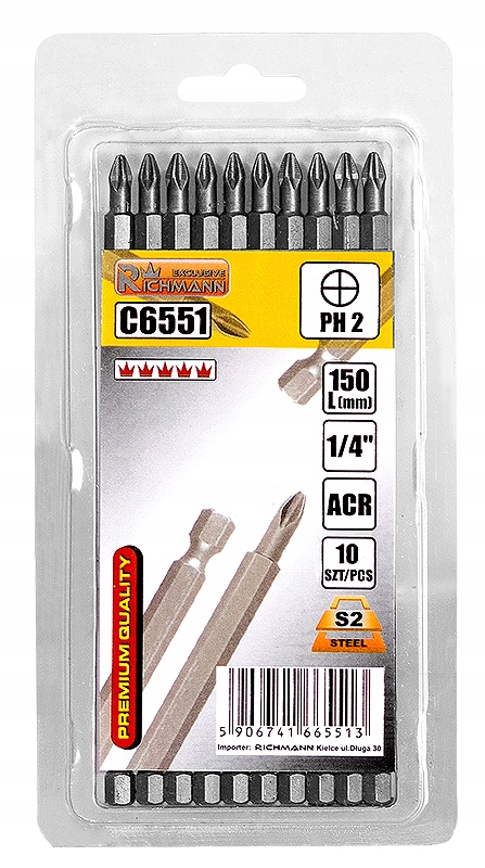 

Zestaw Bitów Długi Grot Końcówka C6551 PH2 150MM