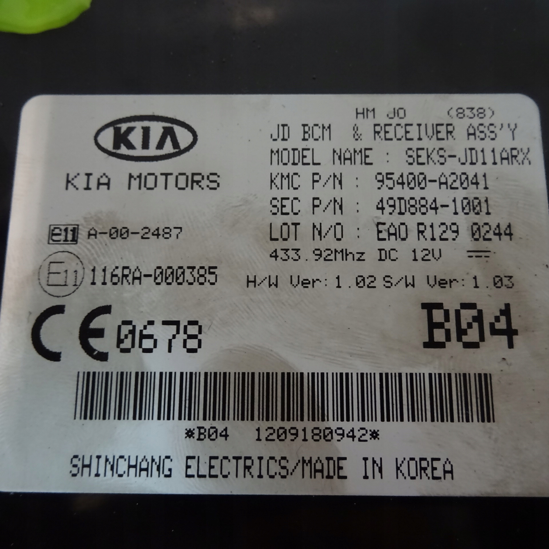 KIA CEED II modulo BCM 95400-A2041