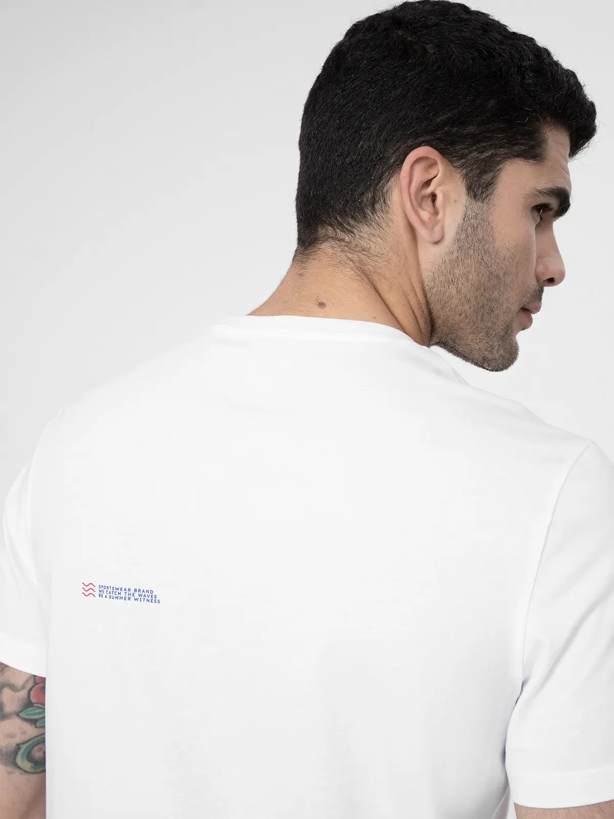 KOSZULKA MĘSKA 4F T-SHIRT BAWEŁNIANY SPORTOWY SS23M361 Dekolt okrągły