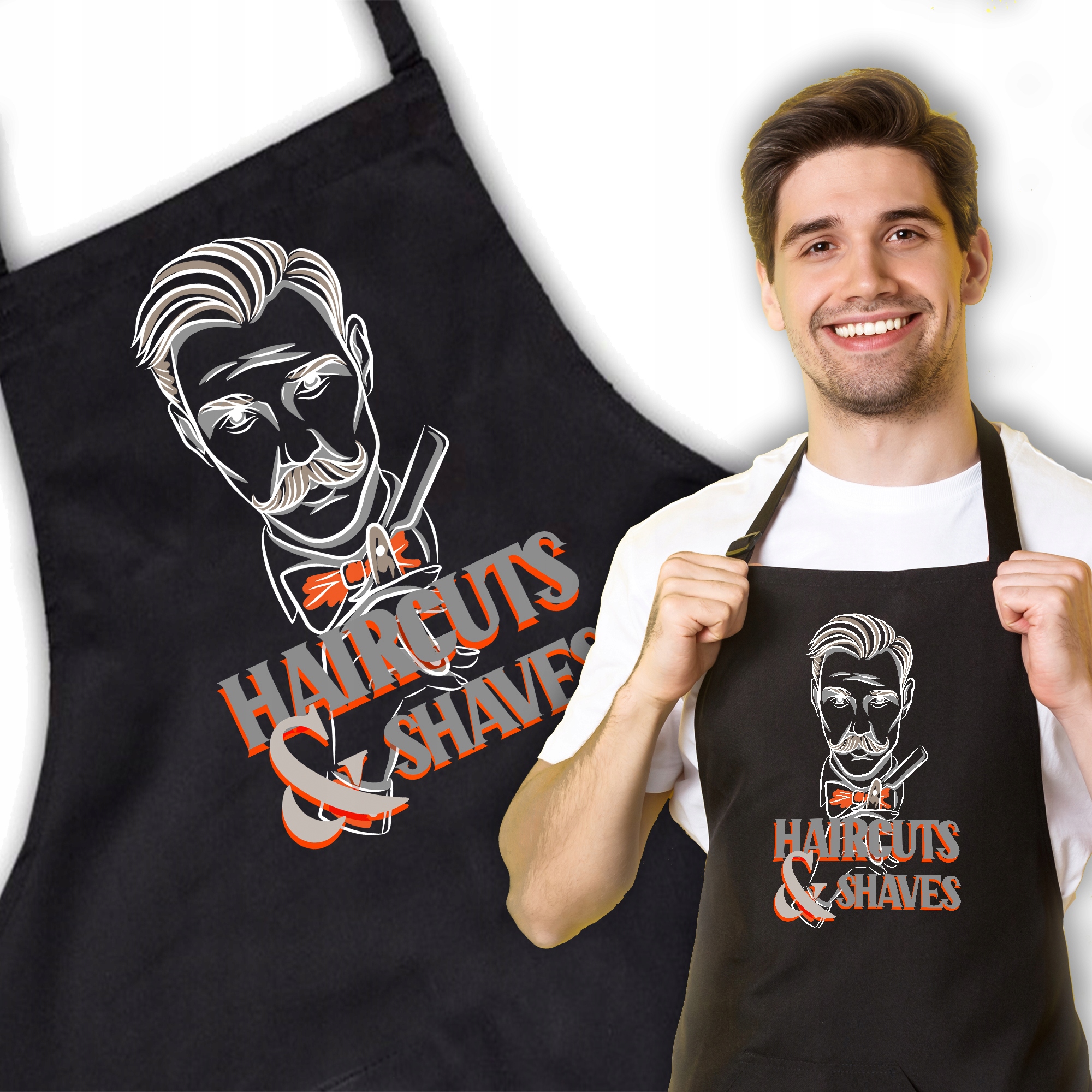 Černá zástěra Dárek Barber Haircuts Shaves Wz