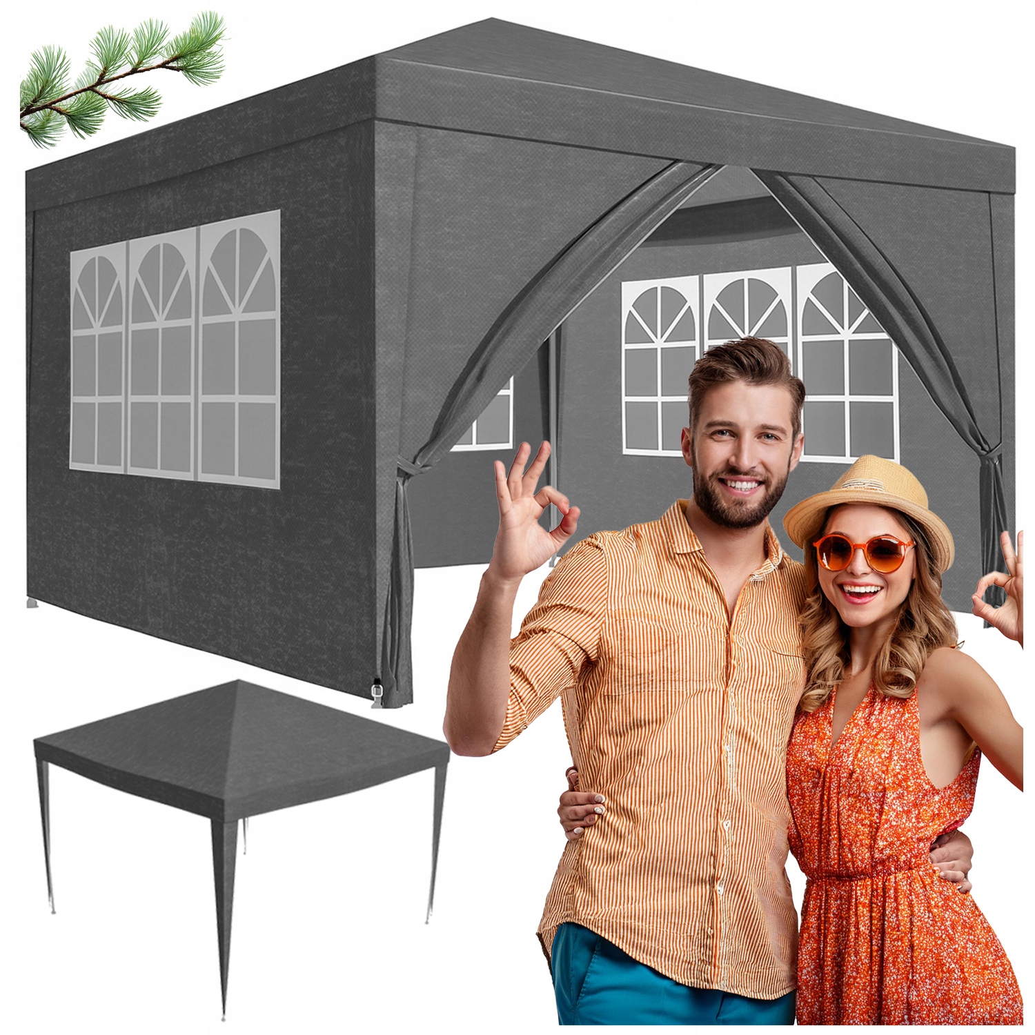 Záhradný Stan Cateringový Obchodný Pavilón Altana 3x3 m 4 bočné steny