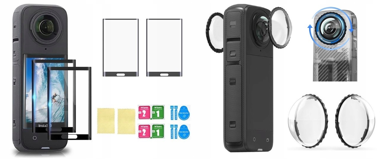 Ochranná sada Insta360 X4 2x Sklo 2x krytky čoček Kamera