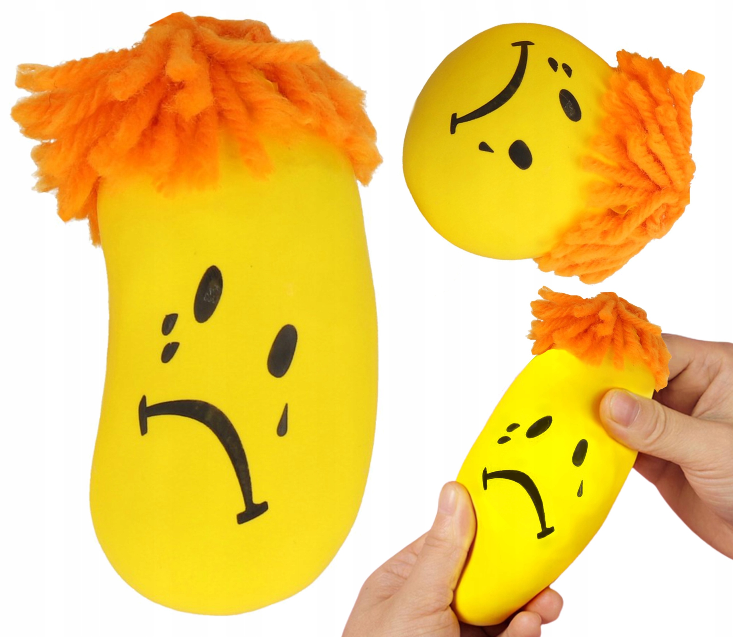 ŻÓŁTY GNIOTEK ANTYSTRESOWY MIĘKKI CZUPRYNA DZIECKA