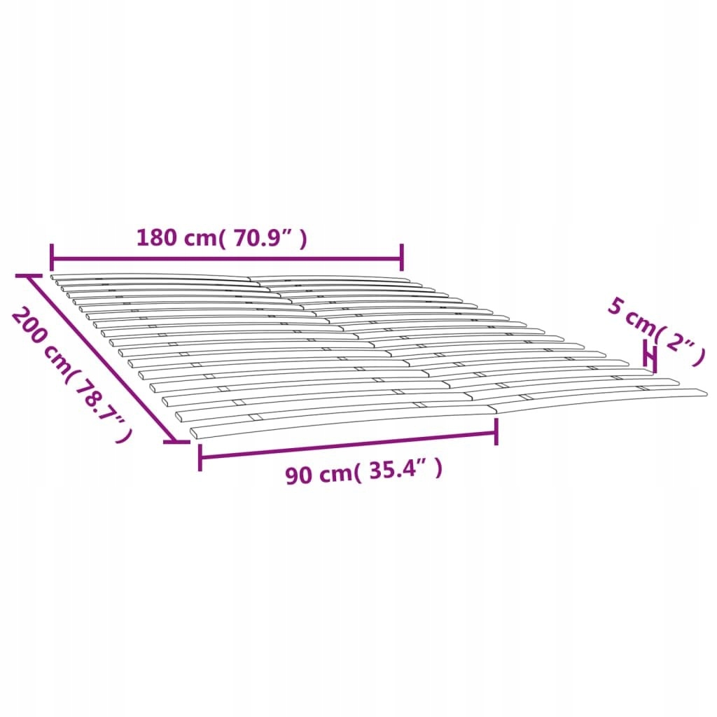 STELAŻ DO ŁÓŻKA 34 LISTWY 2 SZT 90X200CM Regulacja bez regulacji