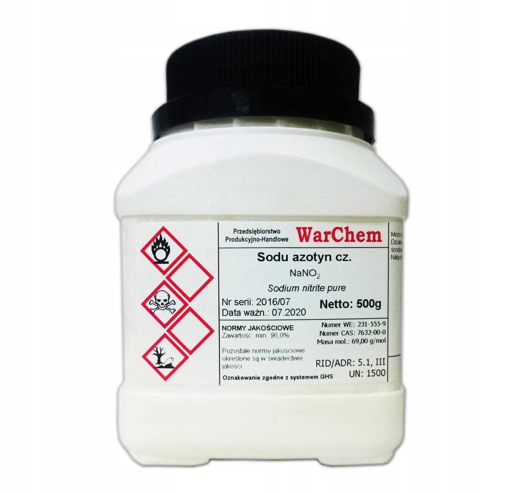 

Azotyn Sodu (E250) czysty 500g Warchem