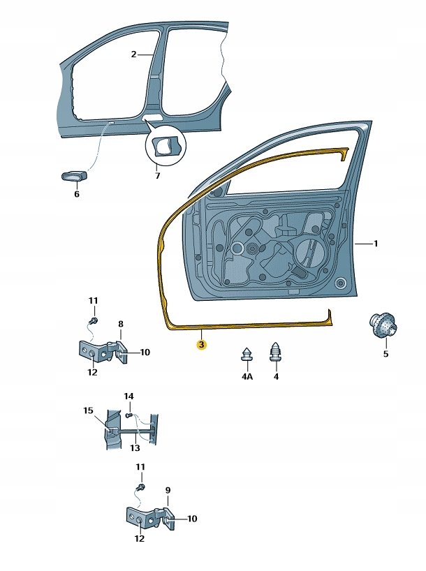 USZCZELKA DRZWI PRZÓD LEWY SKODA OCTAVIA II 1Z0837697D ORYGINAŁ