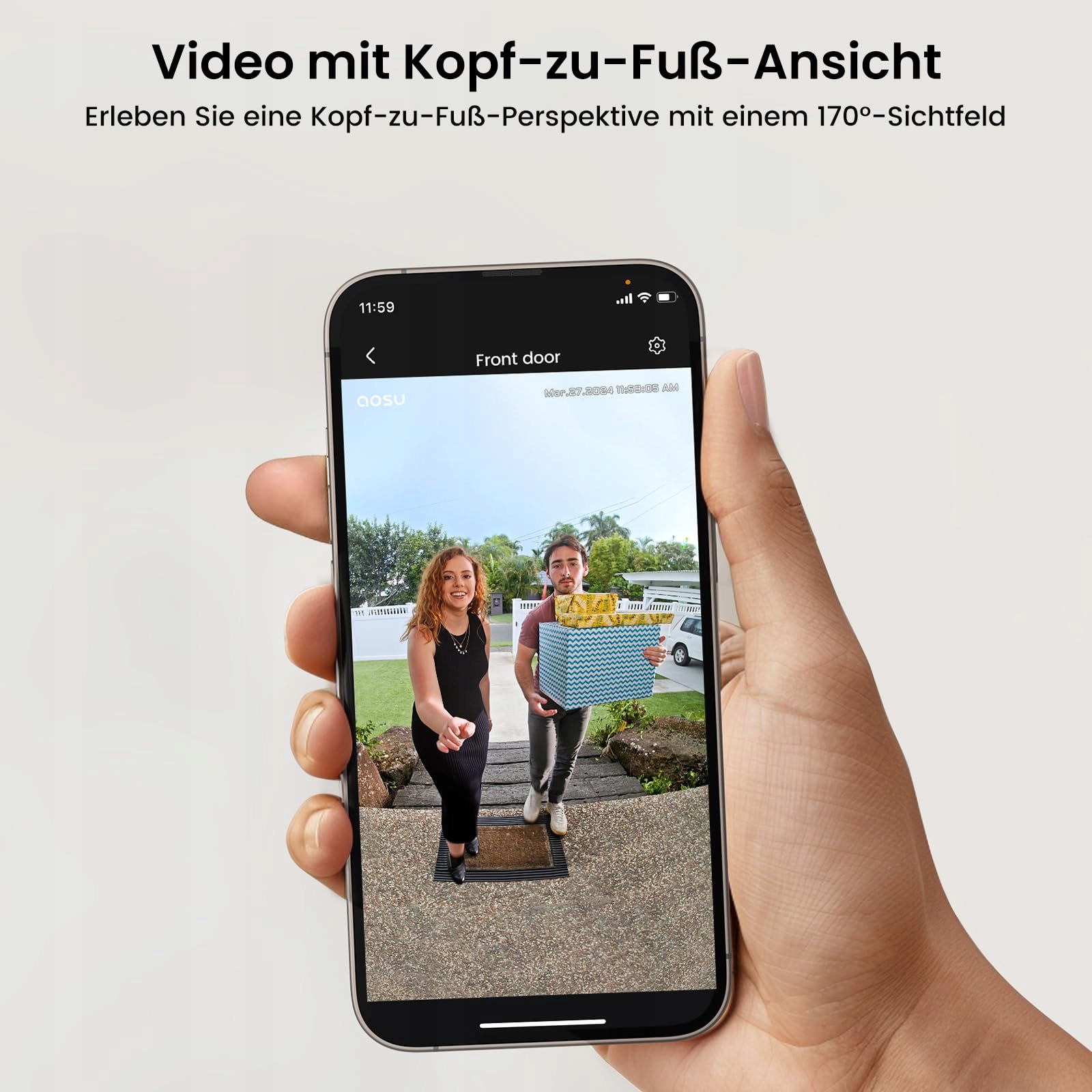 AOSU Wideodomofon 2K HD Bezprzewodowy Kamera 170° PIR Alexa WiFi 2W Audio — miniatura 2