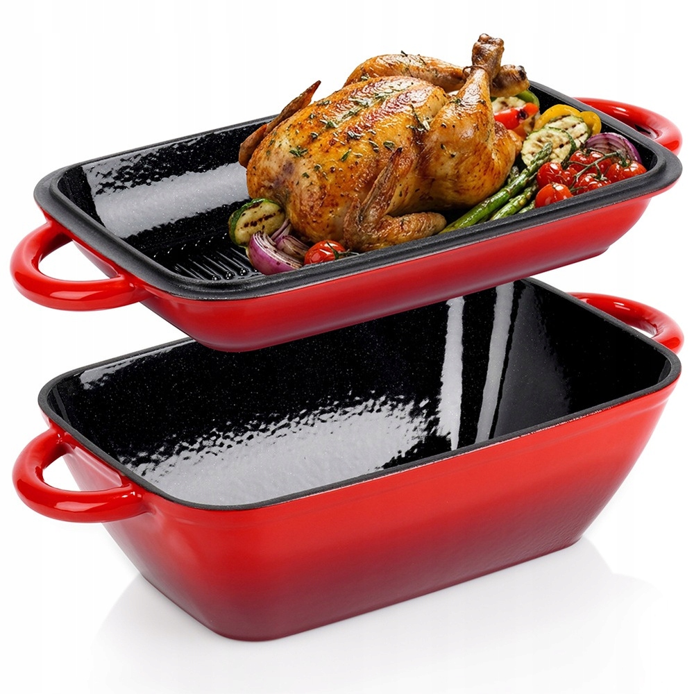 Litinová nádoba na pečení masa zeleniny a trouby ryb 2v1