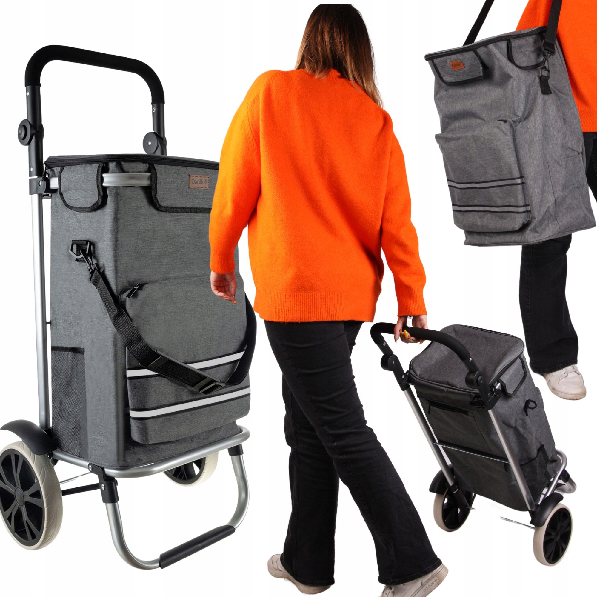 Nákupní vozík na gumových kolečkách, nákupní taška, lehká, voděodolná konstrukce