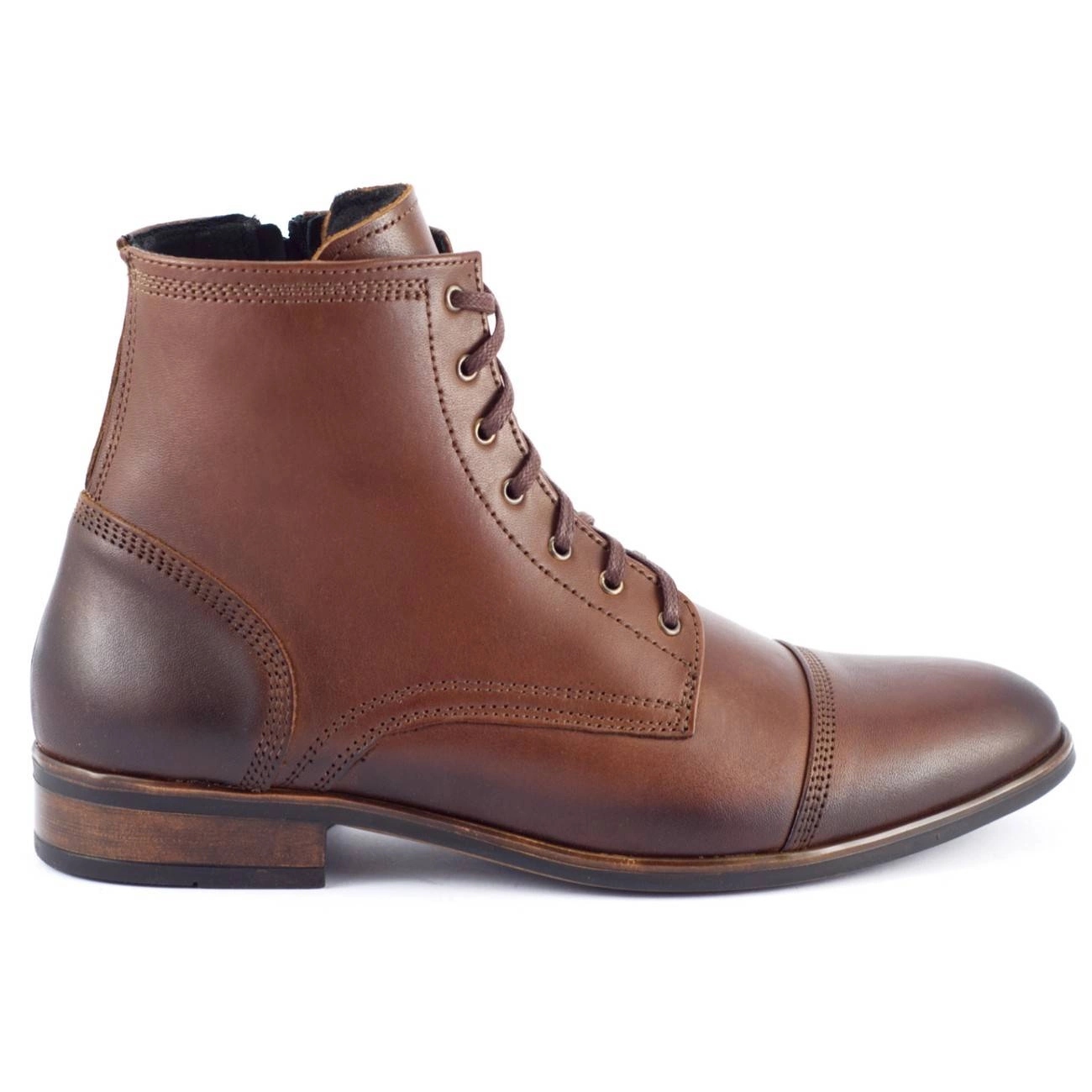 Pánské kožené elegantní zimní boty Polské 287D hnědé 44