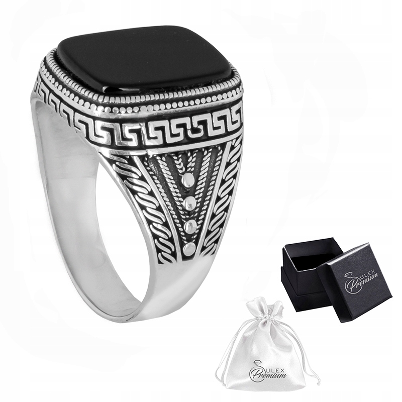 Stříbrný prsten ryzost 925 Pánský prsten s onyxem Dárek vel. 21