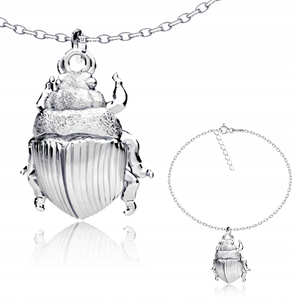 Žuk Chrząszcz Skarabeusz Stříbrný náramek ankr stříbro 925 Symbol života