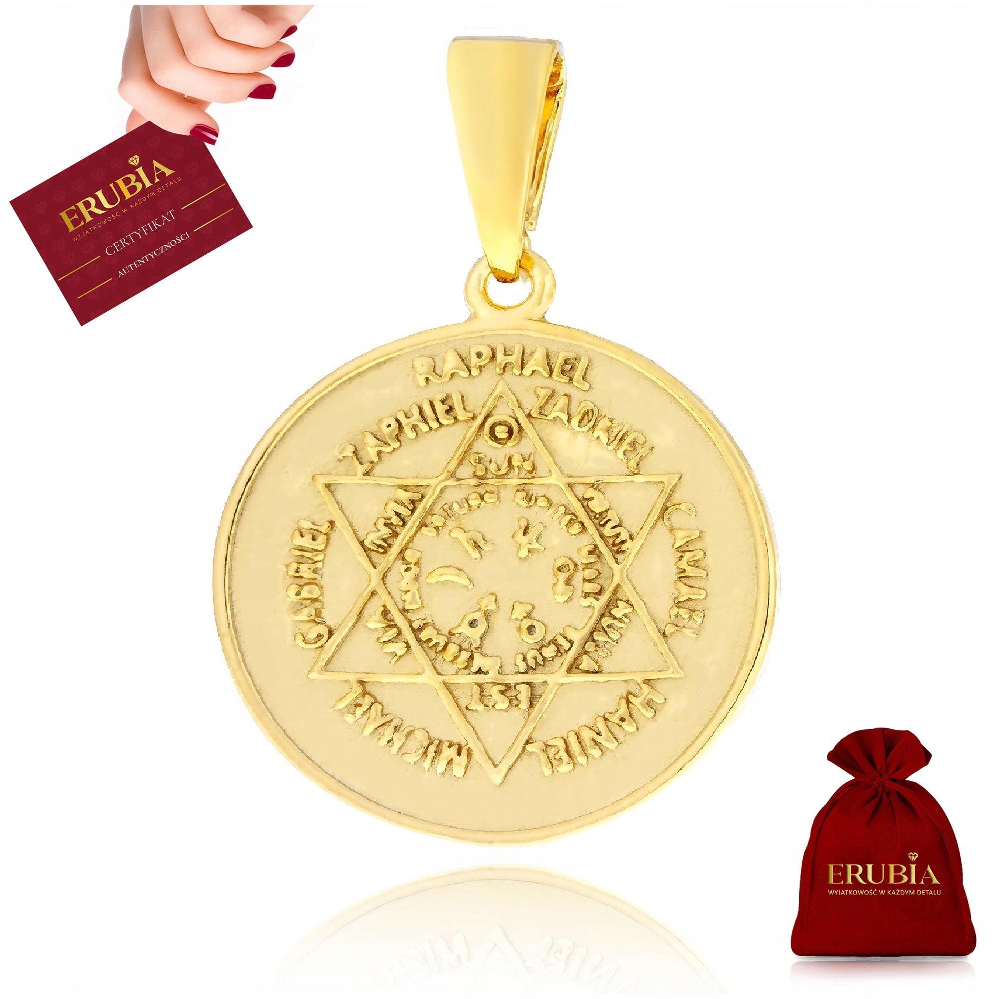 Zlatý Pánský Přívěsek Talisman 7 Archandělů Medailon Stříbro 925 Pozlacený