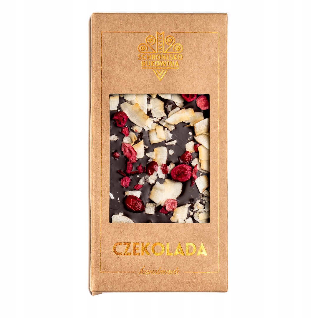 Levně 3x Hořká čokoláda s brusinkami a kokosem 100 g Schronisko Bukowina