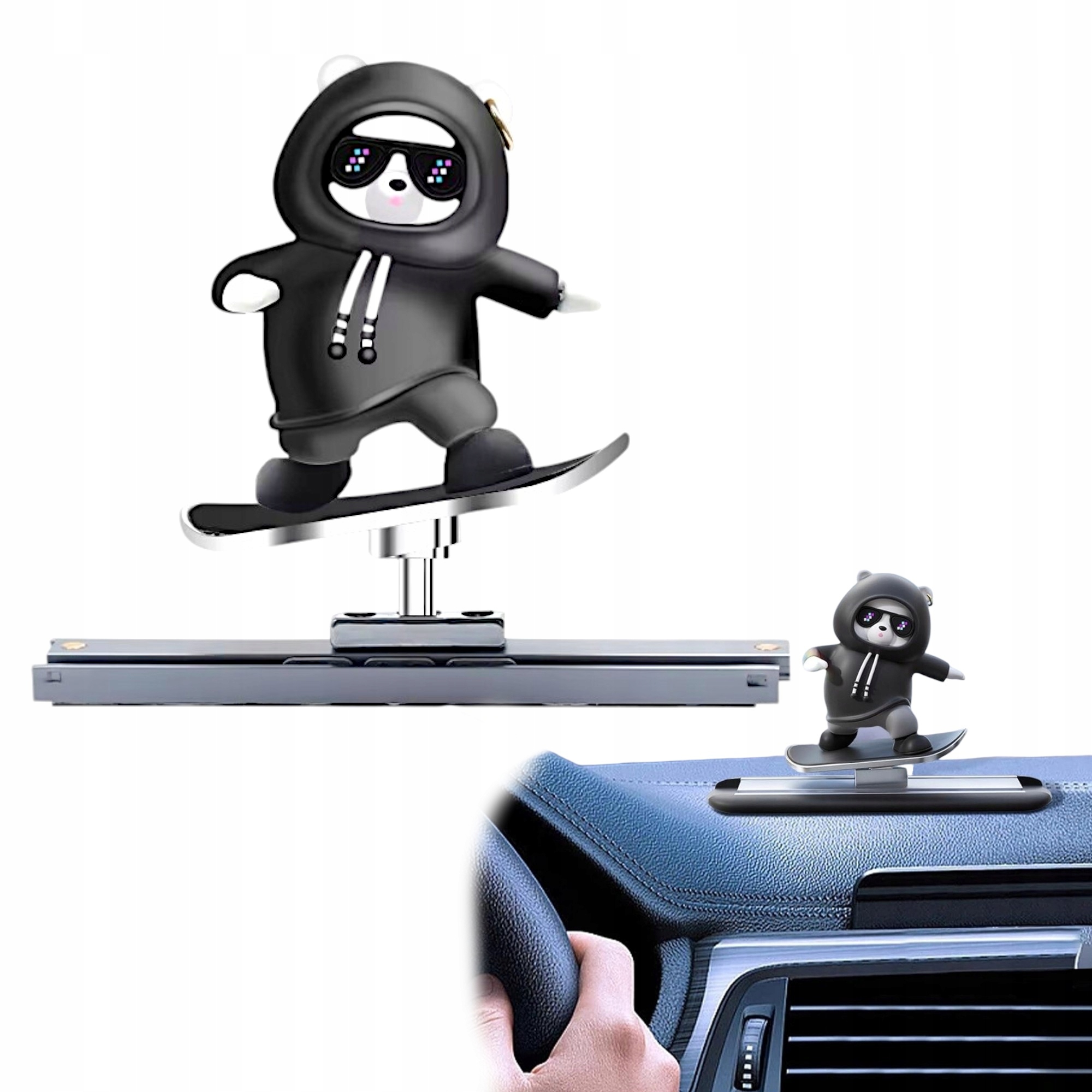 Ozdoba Do Samochodu Panda Na Desce Deskorolce Miś Skejter Figurka Pływająca