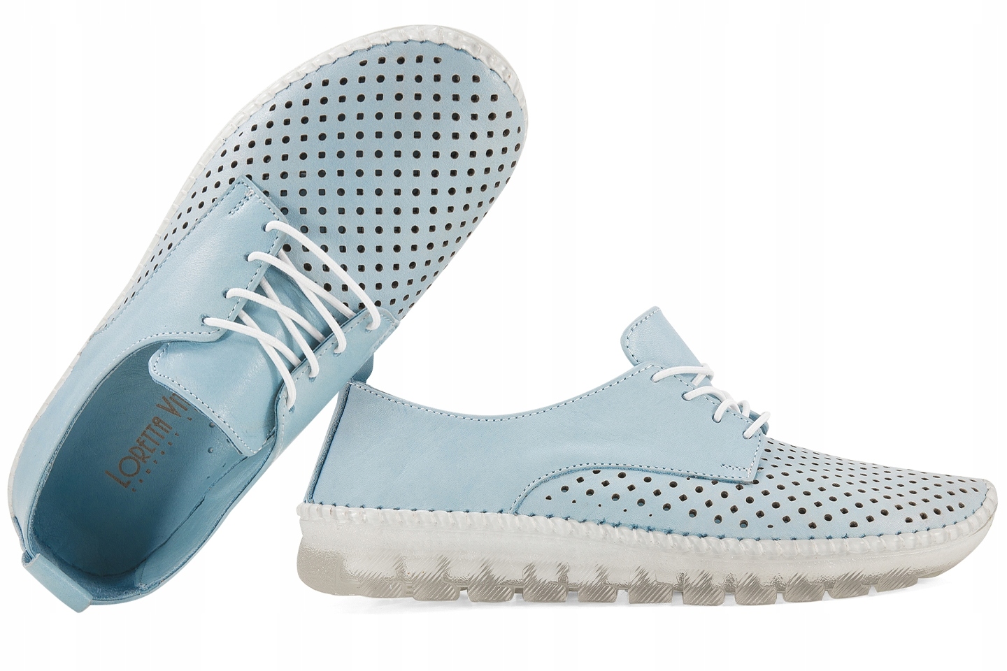 Loretta Vitale ES/107 Dámské Kožené Polobotky Ažurové 38 Modrá