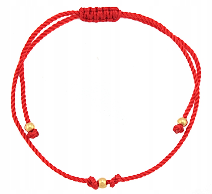 

Bransoletka Czerwona Amulet Złota Kulka Stal