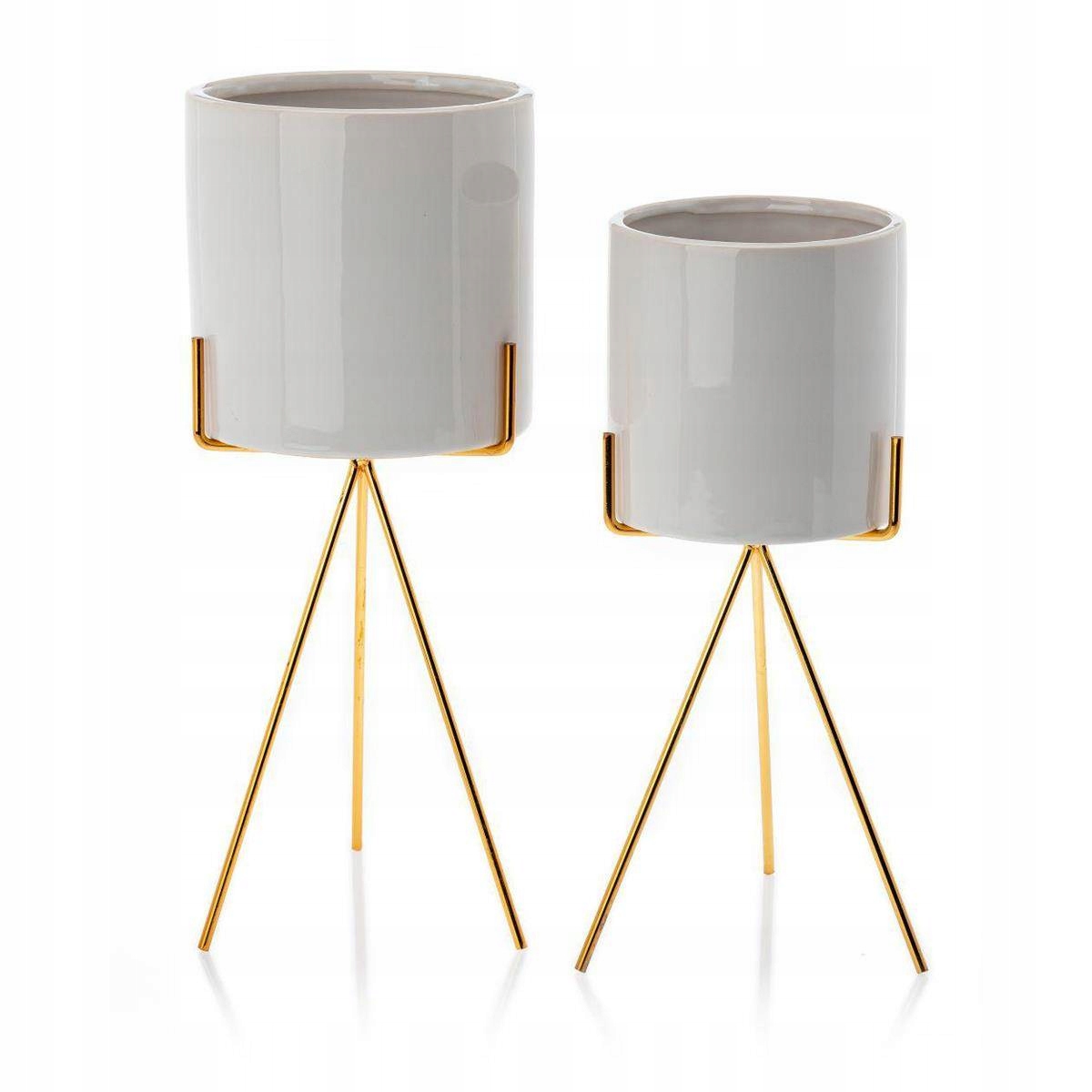 

2x stojak na kwiaty donice Emma White komplet biel