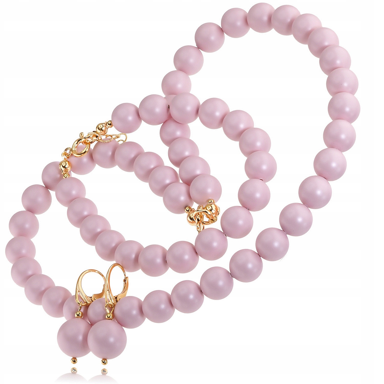 Sada Perly Krystaly Pastel Rose Pearl Zlaté Stříbro Certifikát