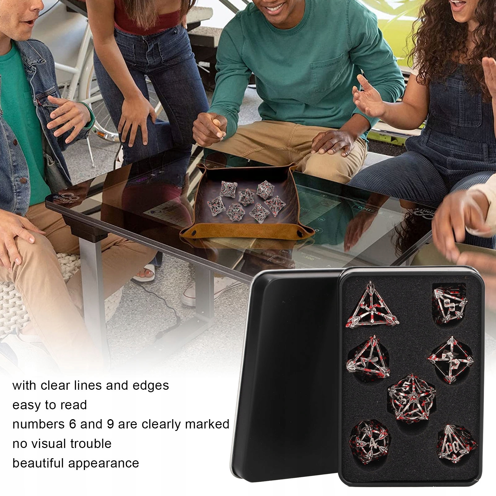 KOMPLET KOŚCI RPG DICE MACABRE DND 7 SZT. Liczba ścian 6