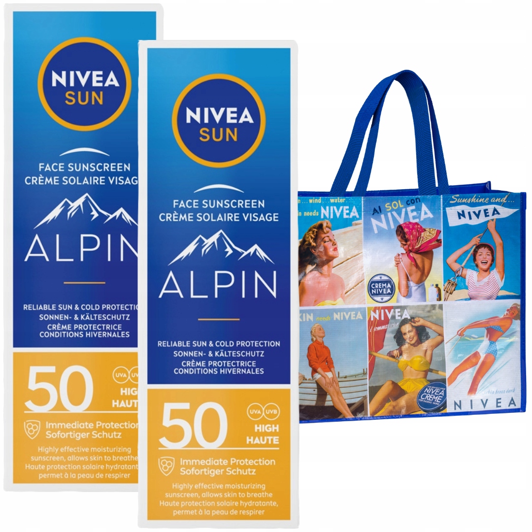 Krém na obličej Nivea Sun Alpin s vysokou ochranou SPF50 2 x 50 ml Dárek