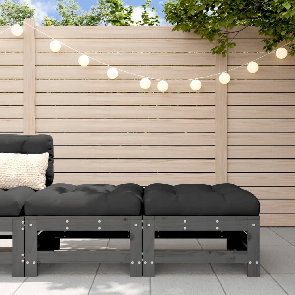 Fionshop 263295042 Zahradní podnožky s poduškami 2 ks šedé masivní borové