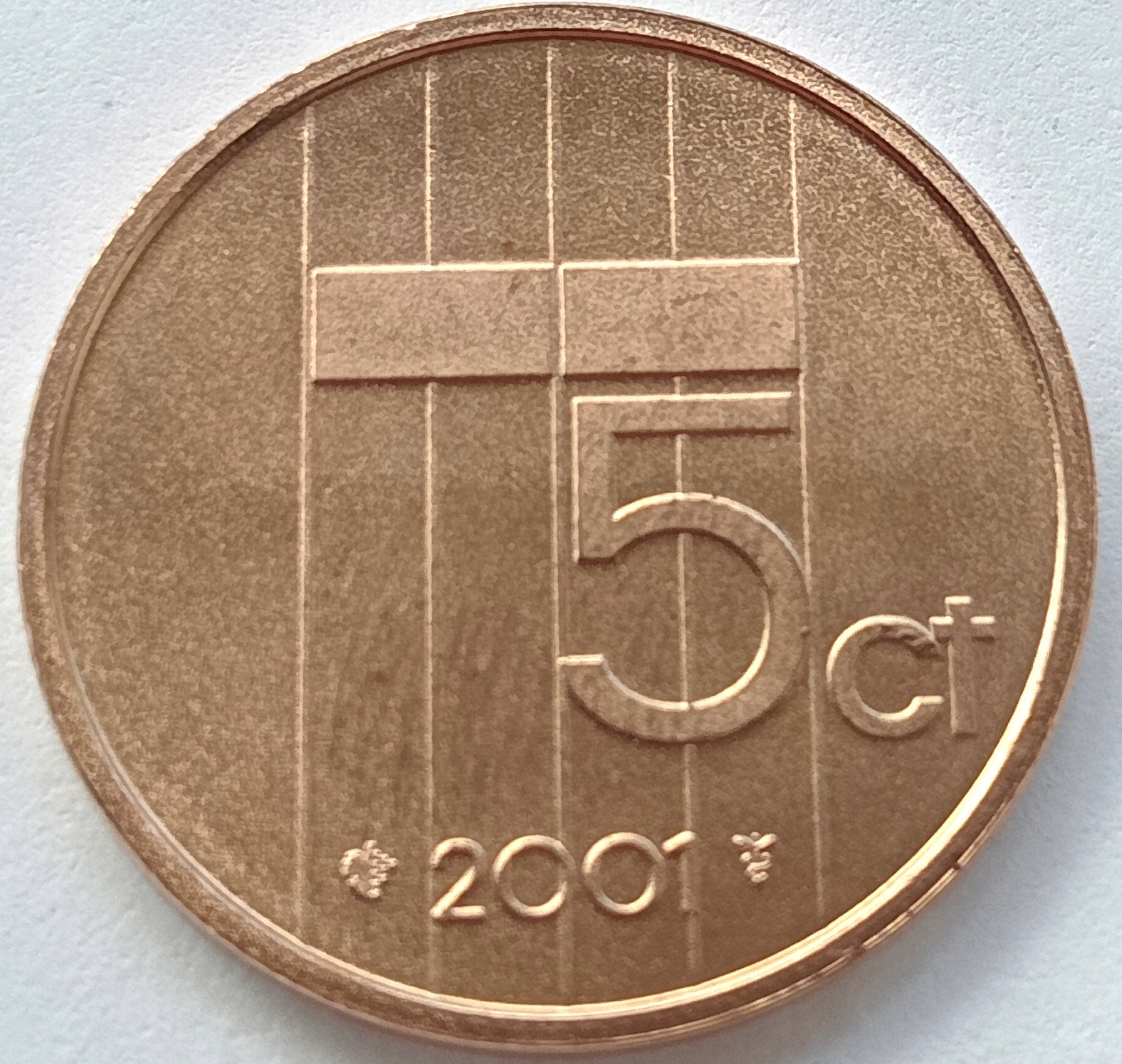 Holandia 5 Cent 2001 Mennicza (UNC)