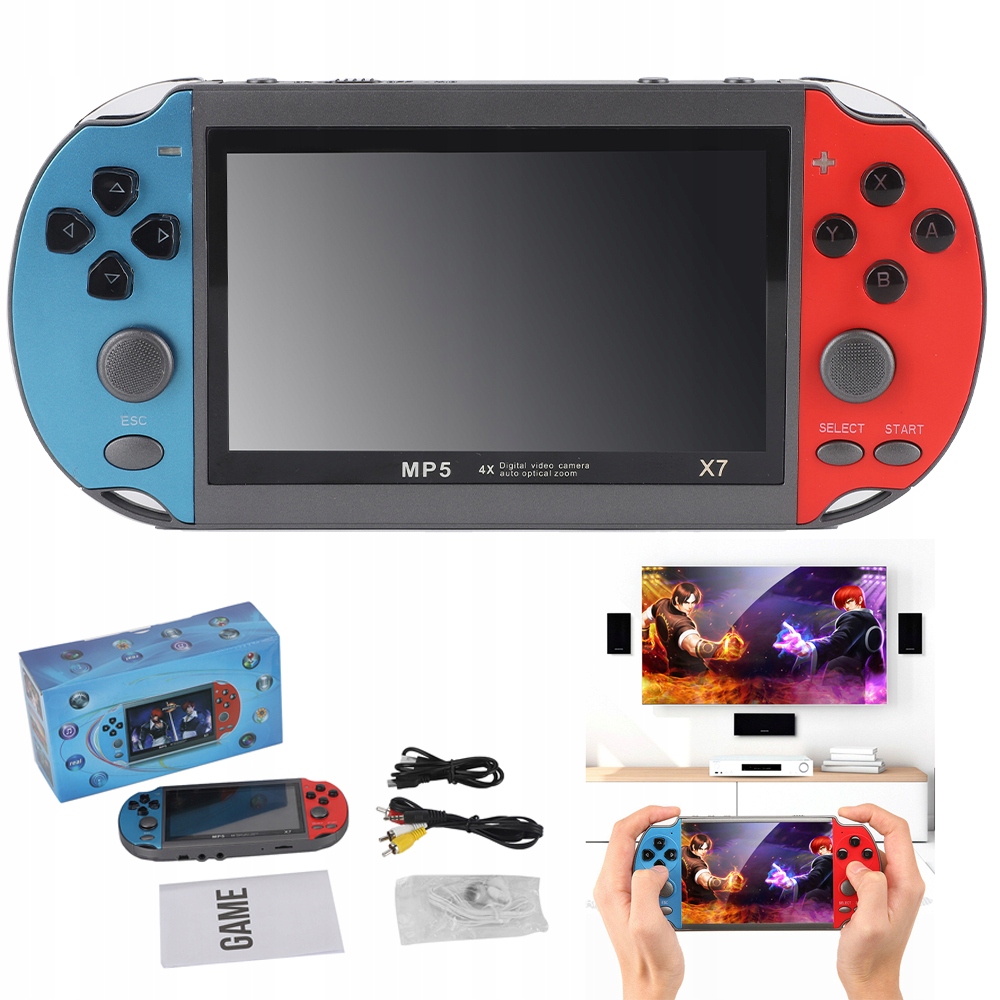 4.3 Cal Konsola Do Gier X7 Przenośna 8GB 2000 Gier Gry Zręcznościowe