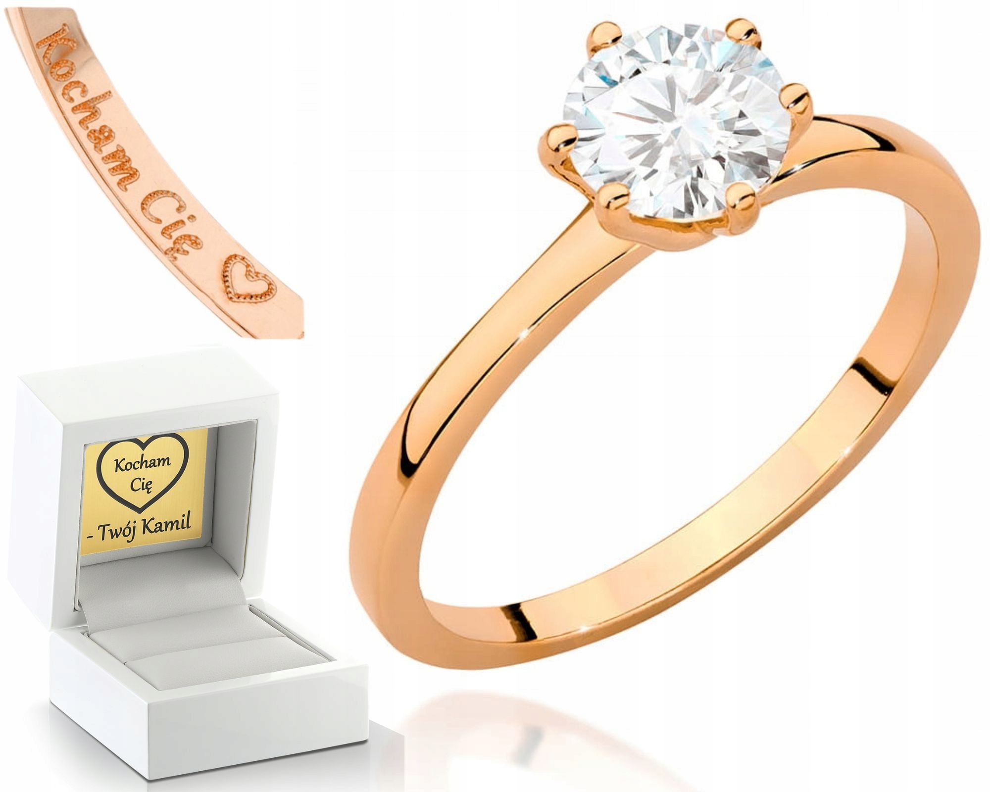 Růžové Zlato Prstýnek S Diamantem 585 Gravírování Bonus
