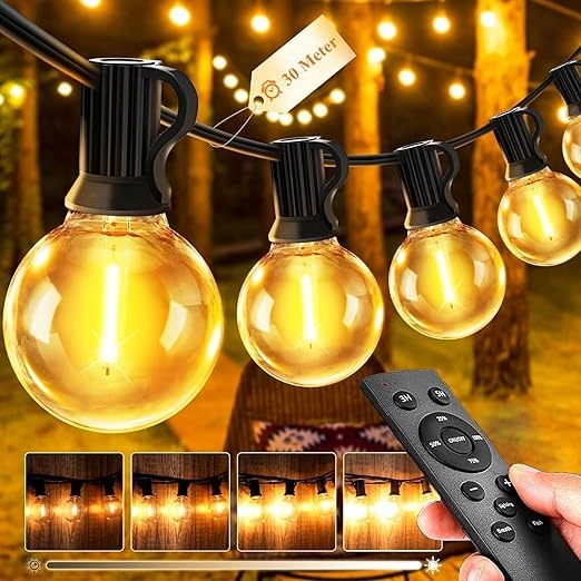 Světelná girlanda 30 m G40, světelný řetěz do zahrady 40+2 Led diody