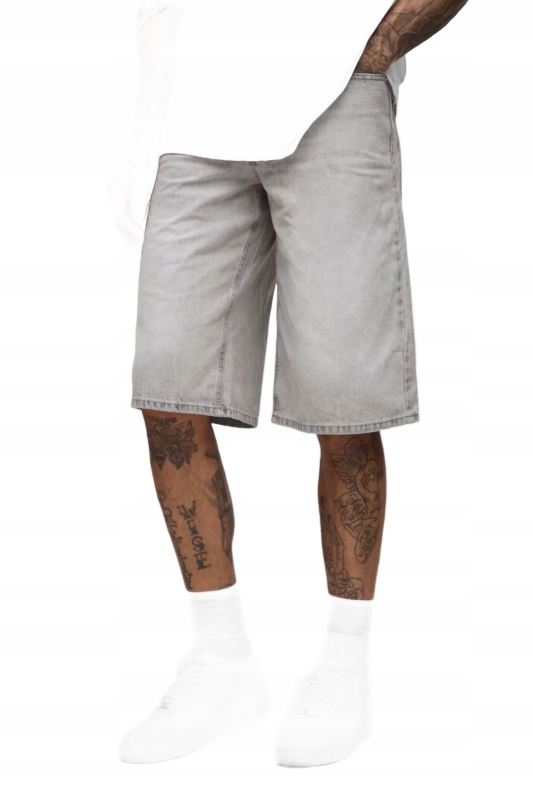 Boohooman Šedé Pánské Džínové Kraťasy Do Poloviny Kolena 34 Z3A