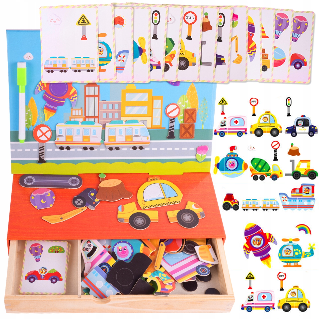 

Edukacyjne Puzzle Magnetyczne Pojazdy Montessori