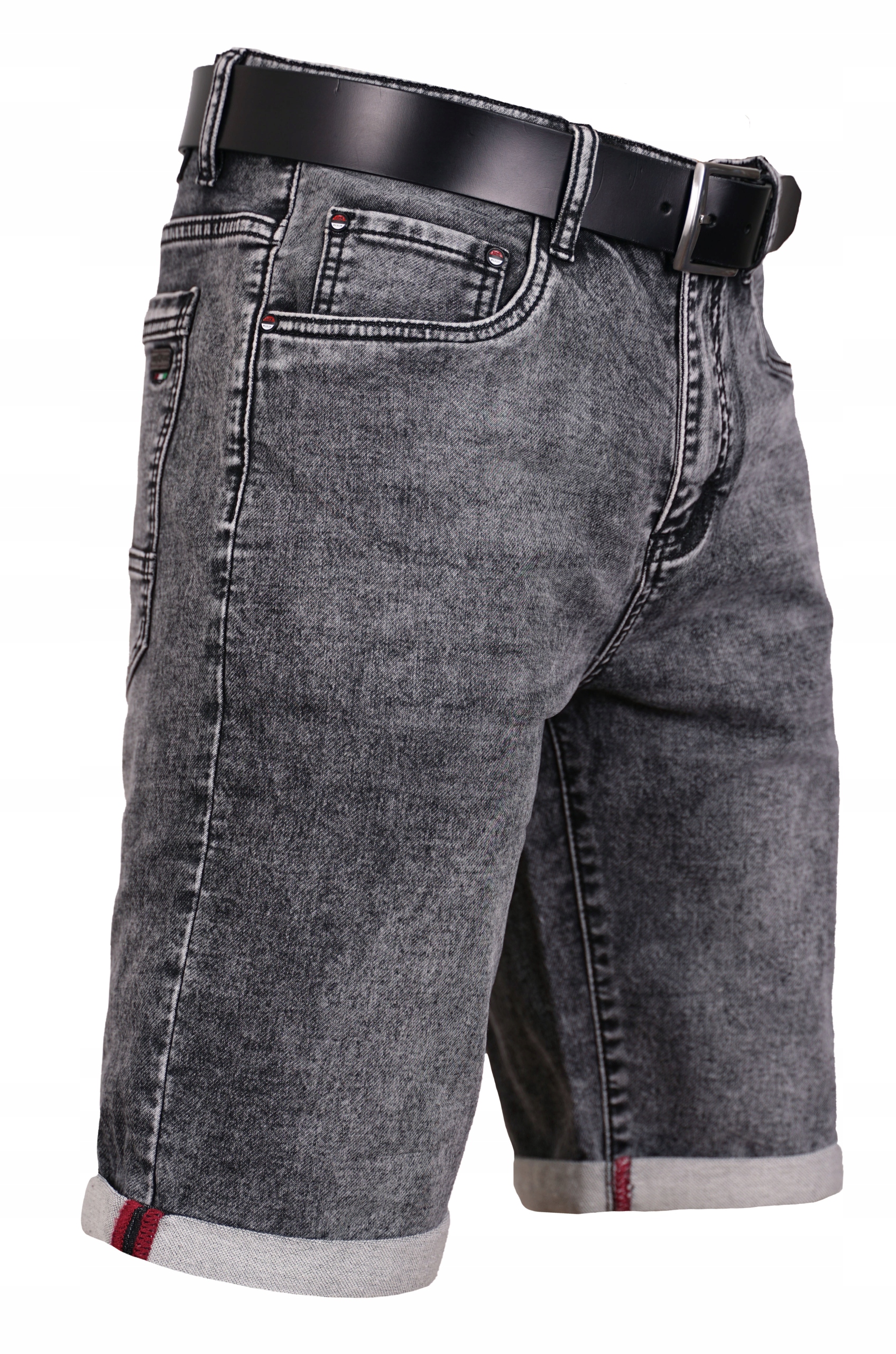 Krótkie spodenki męskie jeansowe szorty szare dżinsy do kolan wycierane W40