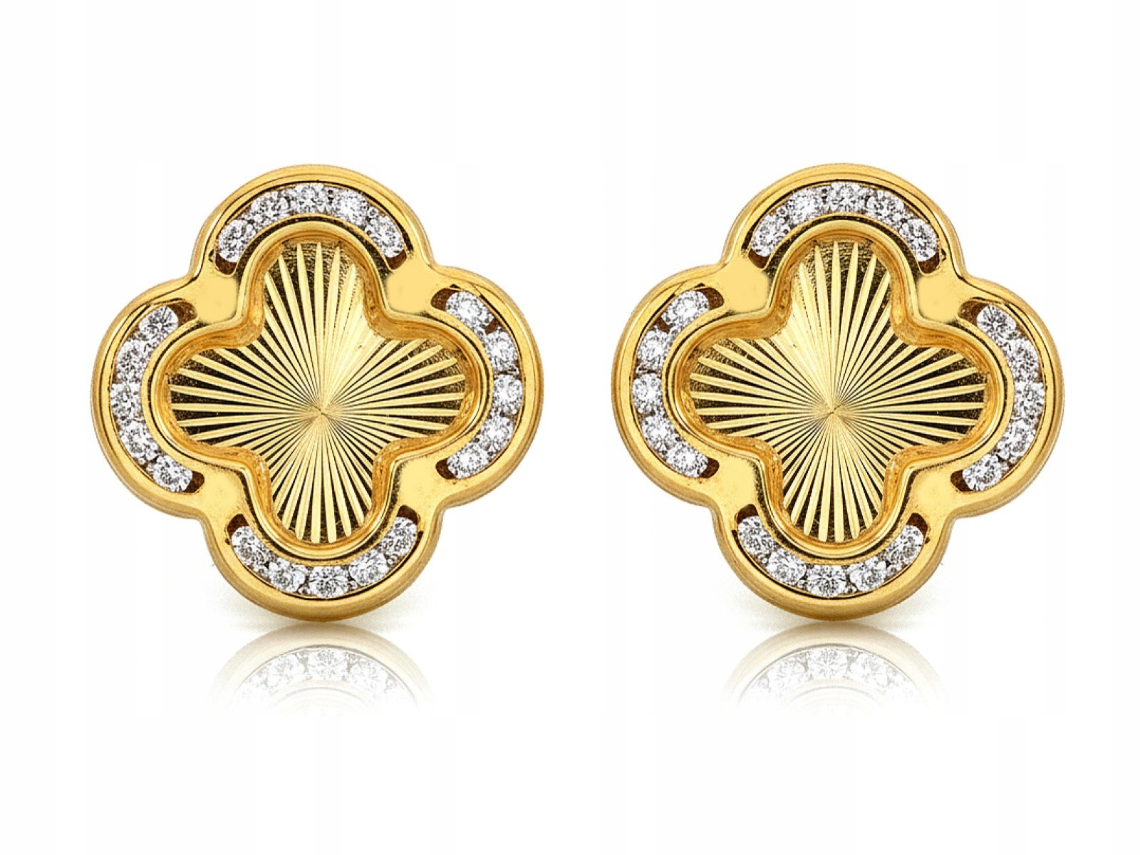 Dámské Náušnice Zlaté 585, frézované kytičky na tyči, ideální pro ni