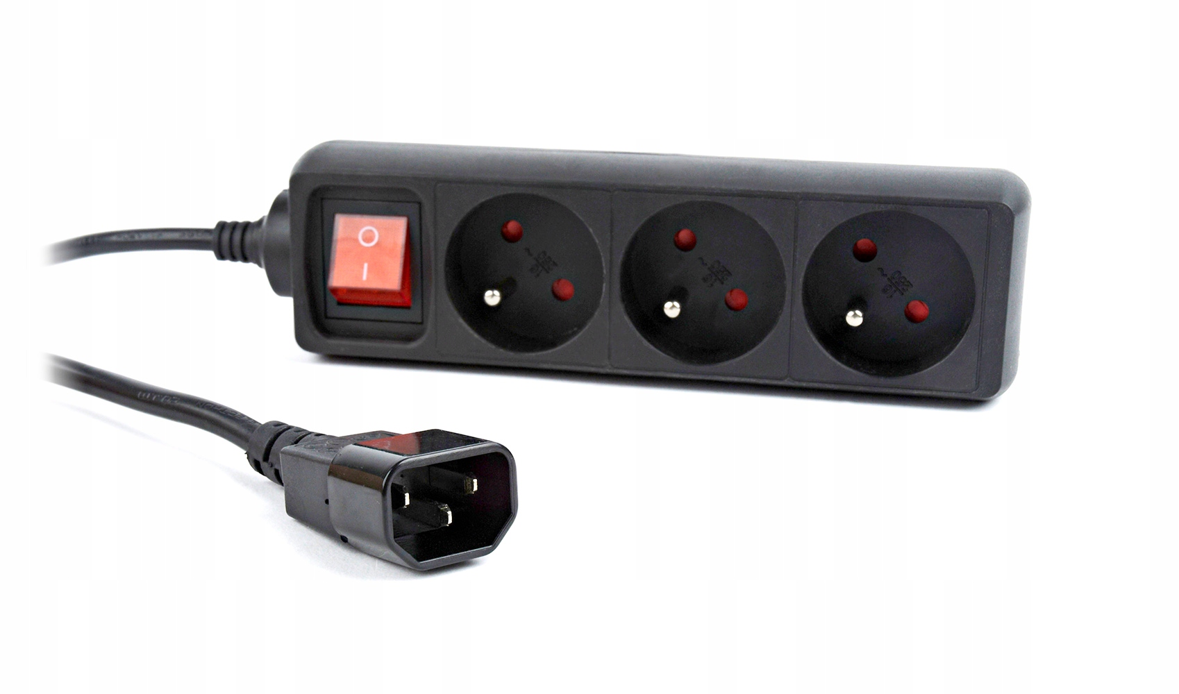 PRZEDŁUŻACZ SIECIOWY LISTWA ZASILAJĄCA UPS 3 x FR WTYK C14 10A 0,6M Model EG-PSU3F-01