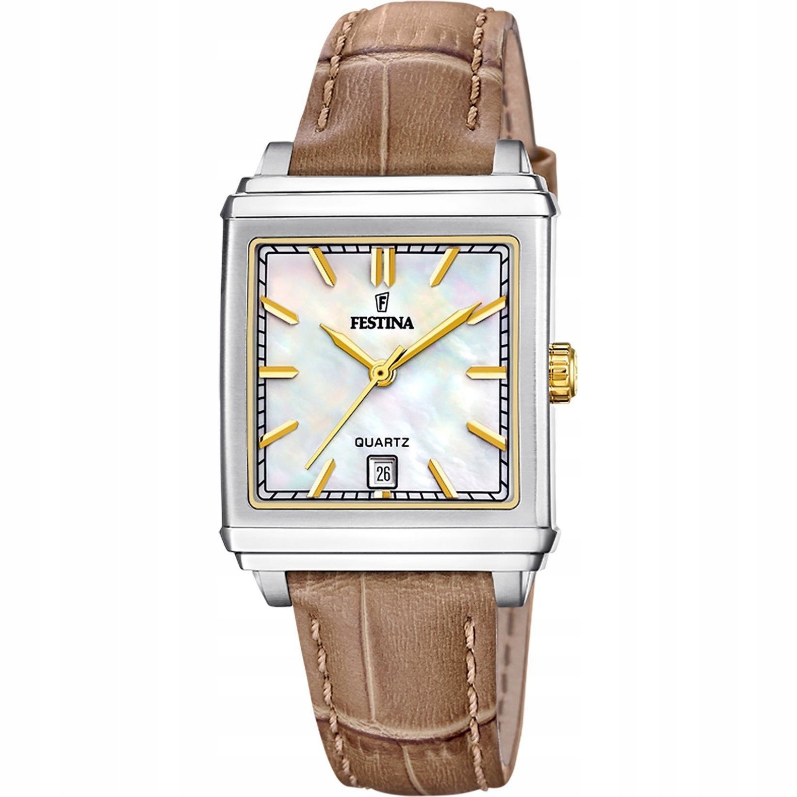 Festina Classic Bracelet 20682/4 Hodinky s čtvercovým pouzdrem na hnědém