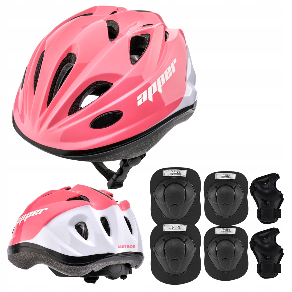 Kask Z Regulacją Na Rolki Rower Dla Dziecka 52-56 cm Zestaw Ochraniaczy M