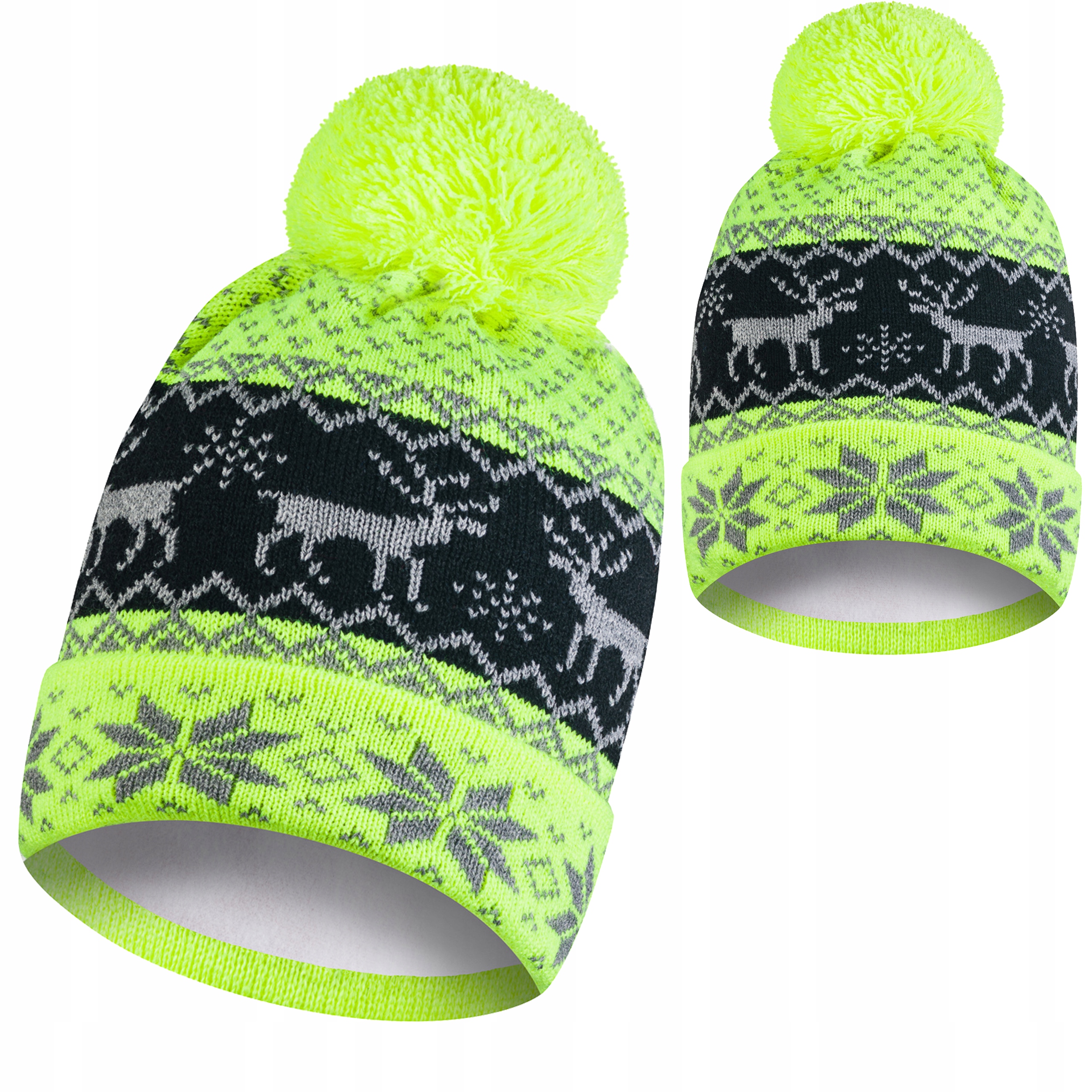 

Czapka zimowa neon z pomponem polar termoaktywny