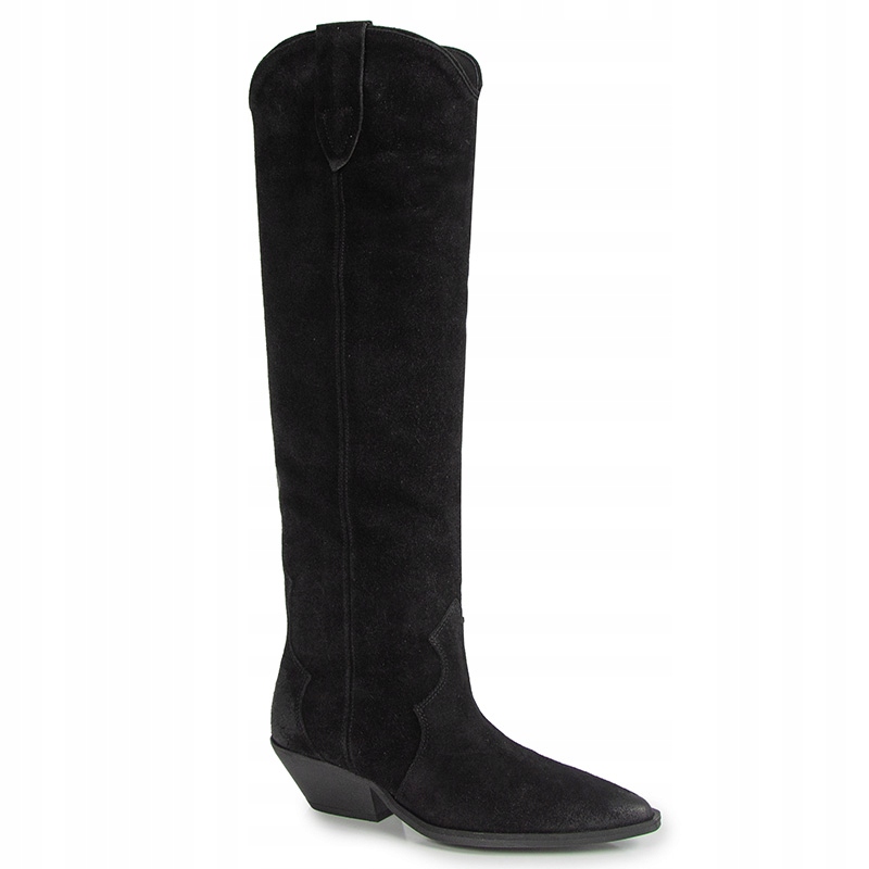 Kovbojské Boty Boty Carinii B7589 Z Kože A Semiše, Černé, 36